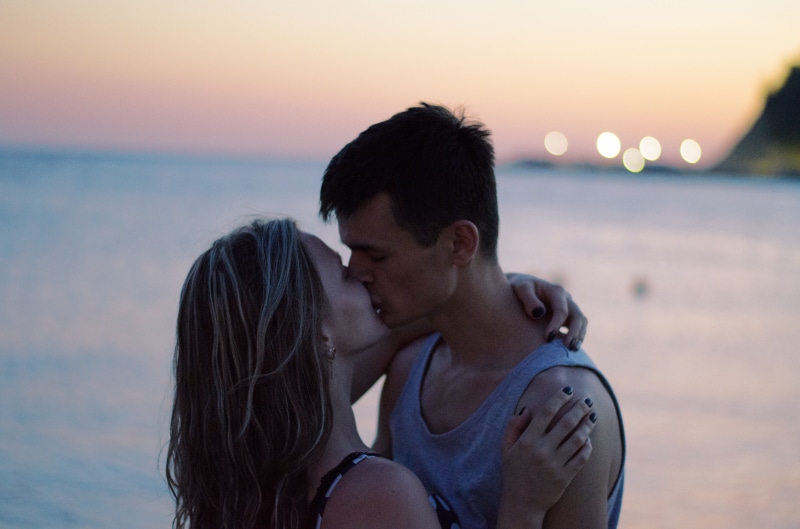romance, love, togetherness, kissing, people, romantic, couple, two people, young men, portrait, men, young adult, positive emotion, young couple, ocean