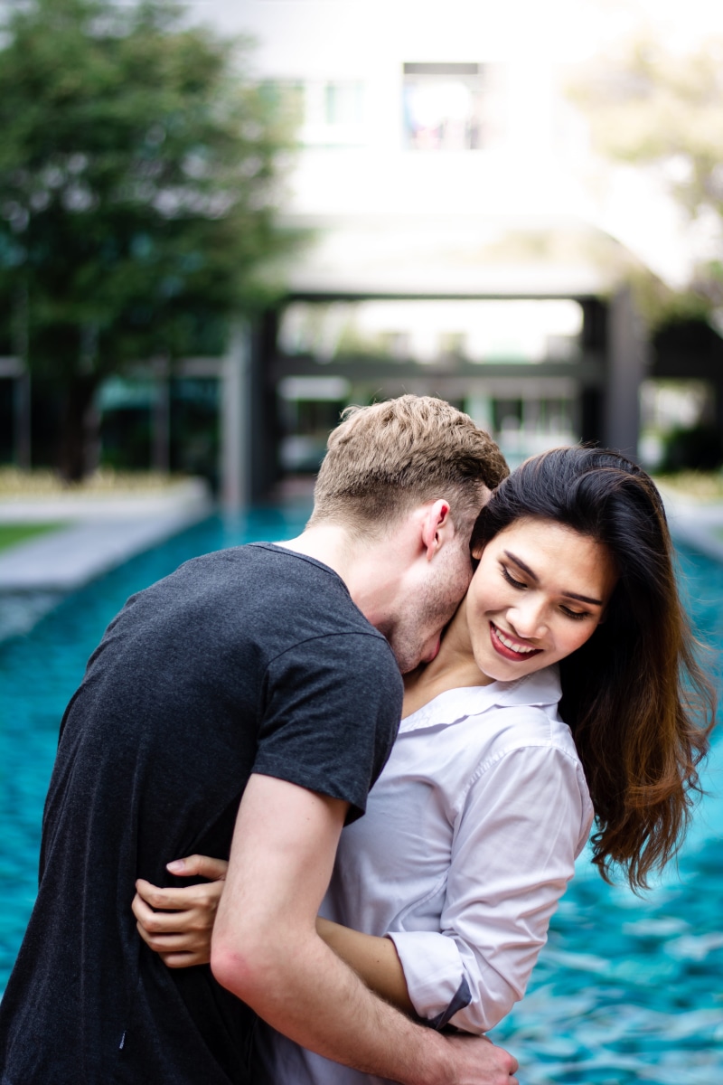 5K, people, daytime, pool, real people, young women, blurred background, couple, young adult, smiling, together, heterosexual couple, young men, leisure activity