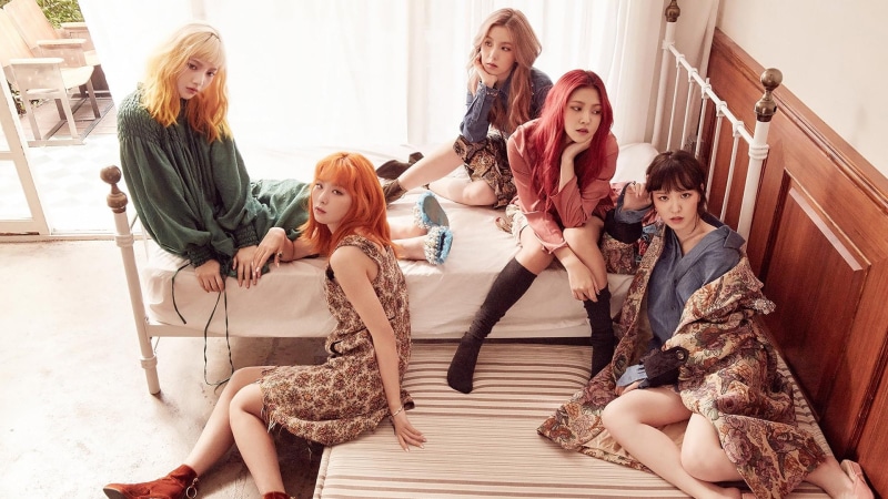 Shorts, Pink Hair, Band (Music), Korean, Girl Band, Sitting, 1080P, Brunette, Woman, Redhead, Red Velvet, Asian, K-Pop, Singer, Skirt