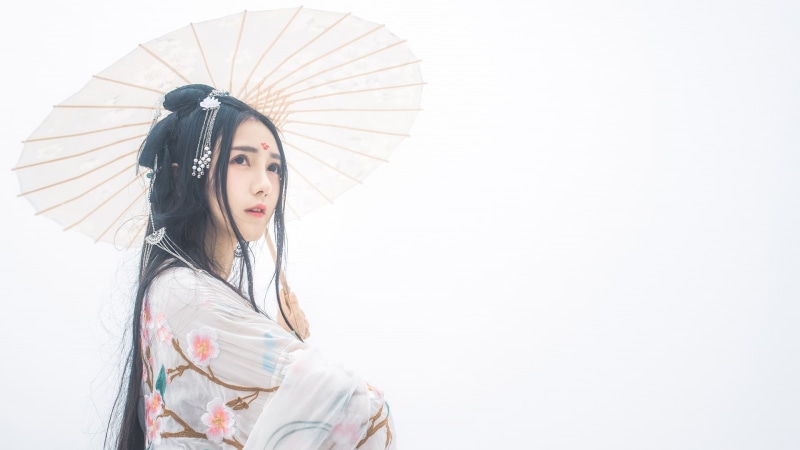 1080P, Asian, hanfu, black hair, Chinese dress