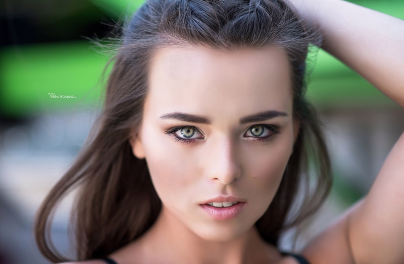 adolescence, teenager, Maksim Romanov, hairstyle, portrait, looking at camera, long hair, body part, headshot, 2K, focus on foreground, beautiful woman