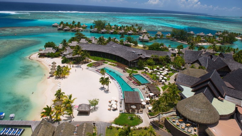 view, 5K, vacation, pool, resort, aerial, ocean, InterContinental Moorea Resort, travel, Best Beaches in the World, beach, tourism