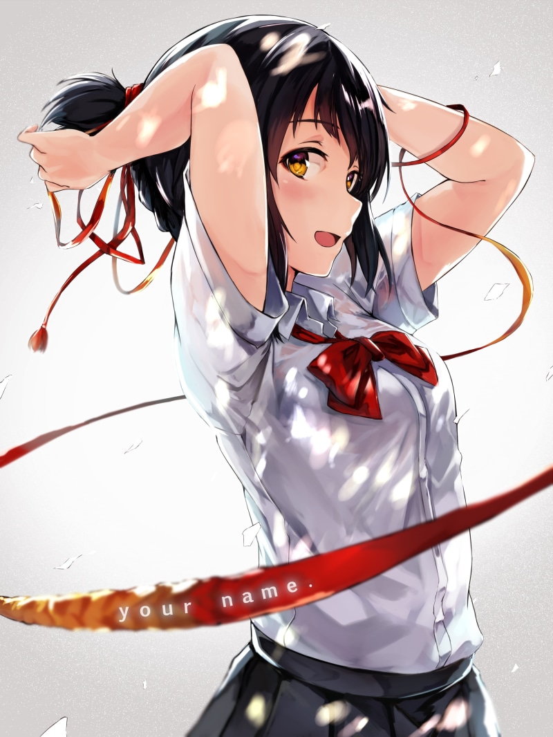 2K, smiling, Anime, kimi no nawa, miyamizu mitsuha, school uniform, your name