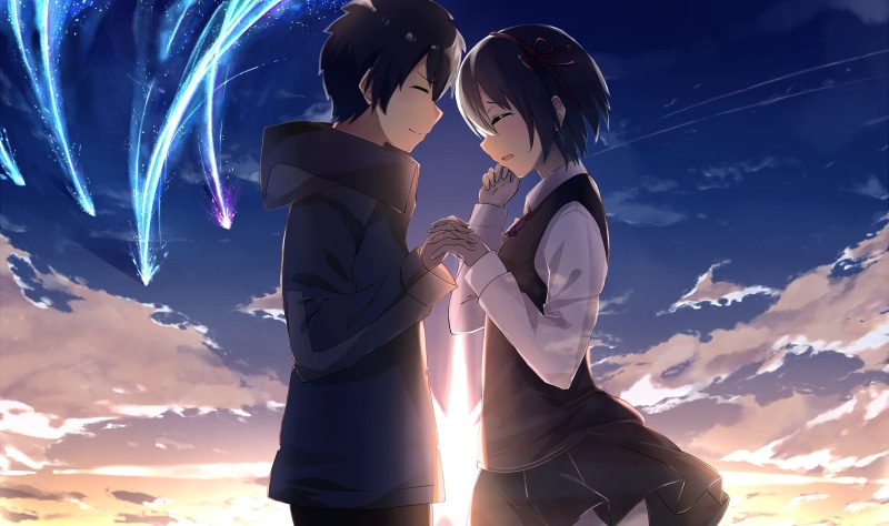nature, real people, sunlight, kimi no na wa, your name, scenic, young women, Anime, blue, lifestyles, girls, couple, 2K, two people, women, people, clouds