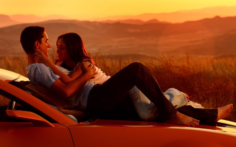 beauty In Nature, journey, screenshot, land Vehicle, heterosexual Couple, hugging, travel, relaxation, young Couple, movie, recreational Pursuit, love