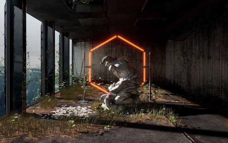 abstract, architecture, building, representation, 2K, retro, nature, sitting, technology, kneeling, forgotten, full length, indoors, illuminated, day