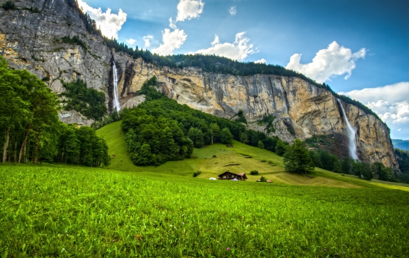 4K, outdoors, landscape, rock - Object, dolomites, HDR, scenics, field, grassy, My Dream, Falls, Bernese  Oberland, Swiss, photo, summer, valley, Dream Home