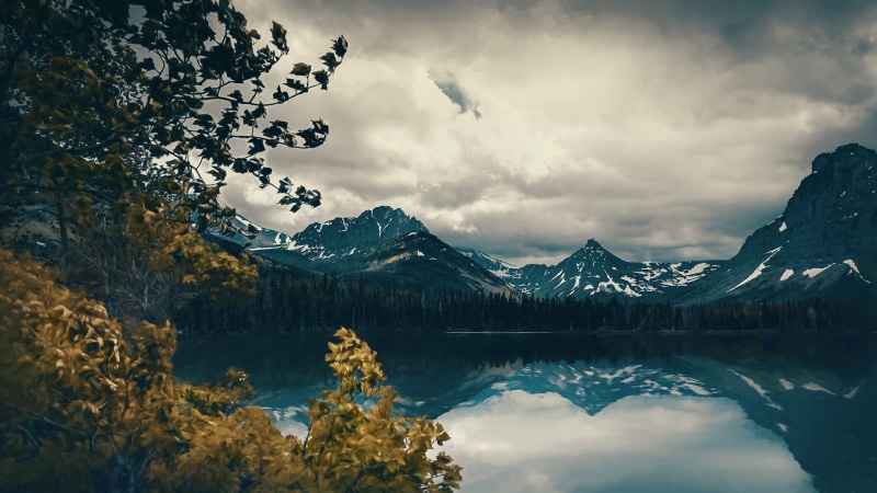 mountain, trees, waterfront, environment, tree, woods, cloud - sky, water, scenery, scenic, calm waters, tranquil scene, winter, beauty in nature