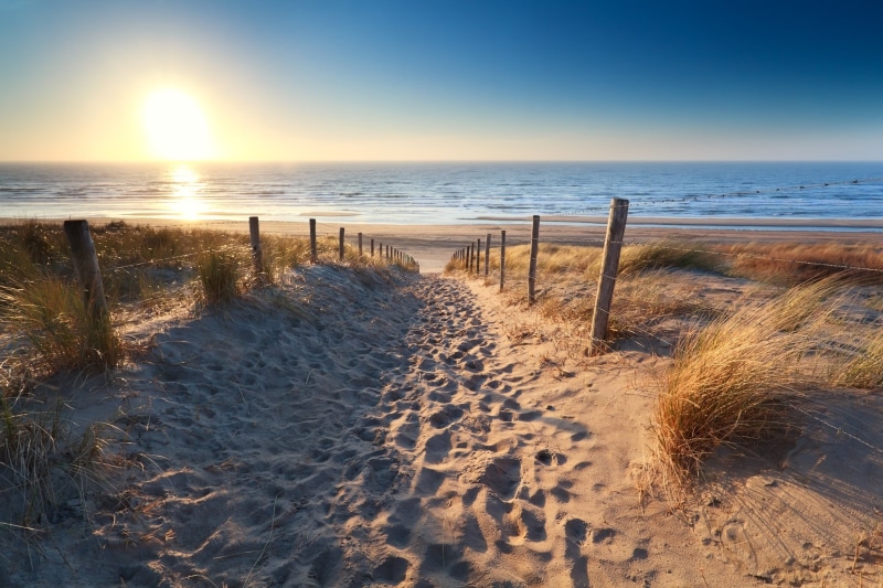 sunset, sand, footsteps, beach, 1080P