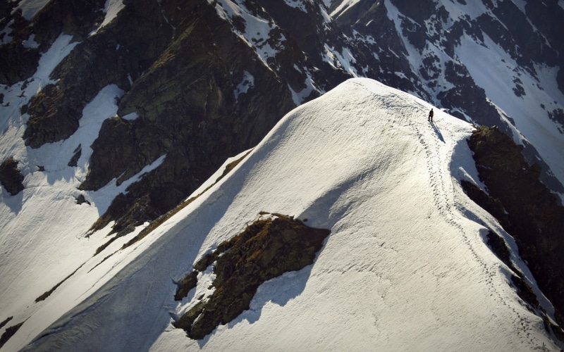mountains, 2K, landscapes, nature, snow, footsteps