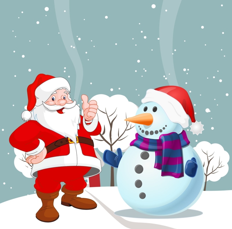 two people, MerryChristmas, Happy, people, cartoon, holiday, Snowman, boys, Xmas, holiday - event, hat, 1080P, santaclaus, celebration, food and drink