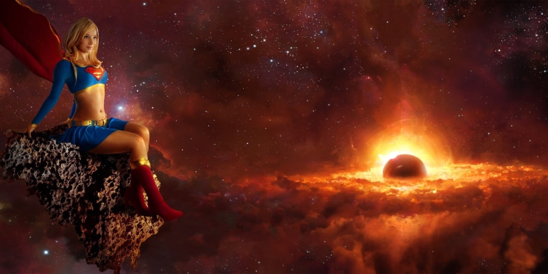 hd, x, outer space, space, outer, art, supergirl, 1080P, photomanipulations, aircraft, Cosplay
