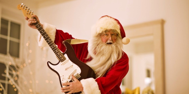guitar, santa, holiday, christmas, 1080P