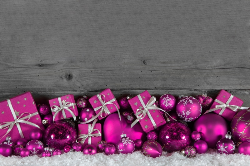 no people, New Year, close-up, gift, pink color, celebration, Christmas, indoors, freshness, decoration, food, pink, still life, snow, wood - material