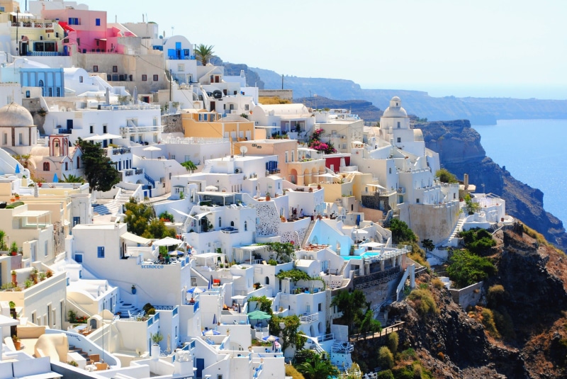 residential district, blue, european, townscape, happy, destination, tourist, girl, no people, architecture, village, town, famous, classical Greek, aegean