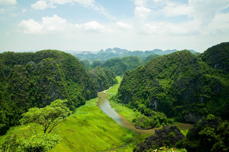 landscape, temple, sky, cave buy, idyllic, outdoors, 4K, green, plant, tranquil scene, no people, security affairs, foliage, growth, asia, river, tam coc
