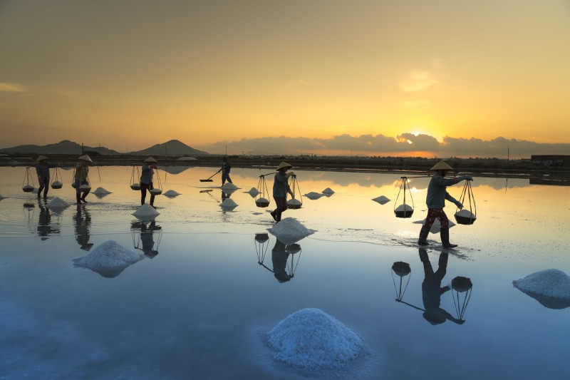 hard, workers, land, the morning, water, the sea, hon khoi, idyllic, hat, tranquil scene, khanh hoa, brown, nha trang, tranquility, scenics - nature, beauty in nature