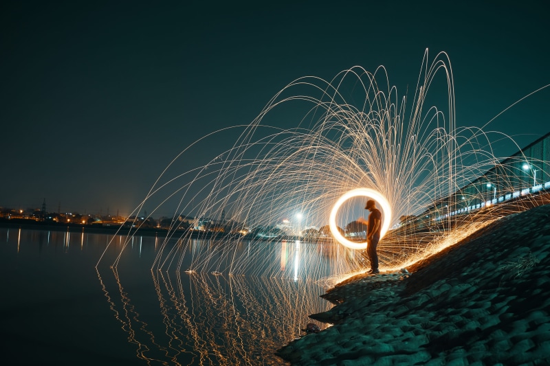tamil, architecture, built structure, near, lighted, ocean, sky, nature, motion, no people, fireworks, plant, tamil nadu, art, blurred motion, night, sparks