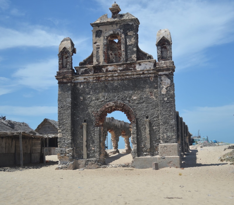 ancient civilization, travel destinations, religion, outdoors, travel, Dhanushkodi, damaged, the past, tourism, built structure, ruined, st anthonys church