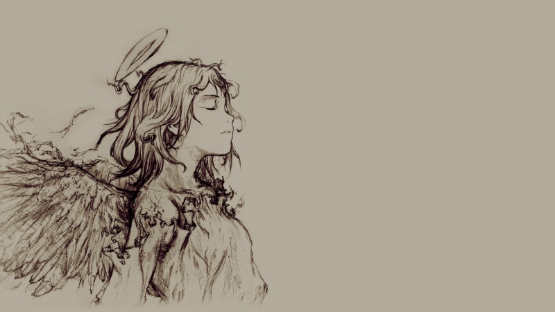 women, angel, 1080P, wings, Haibane Renmei, manga sketch, artwork, drawing, sketches