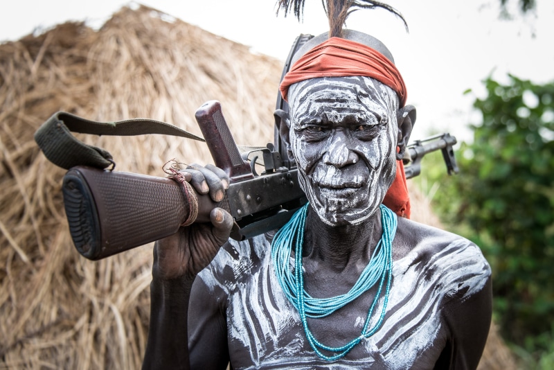 Mursi warrior, Omo wally, 4K, Ethiopia