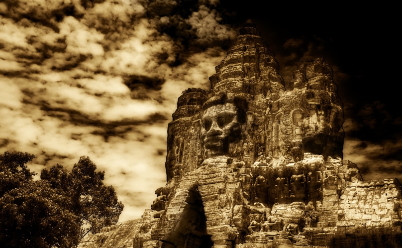 sky, wat, built structure, travel destinations, tourism, religion, building, building exterior, Vintage, Temple, ruin, no people, cloud - sky, king, 4K