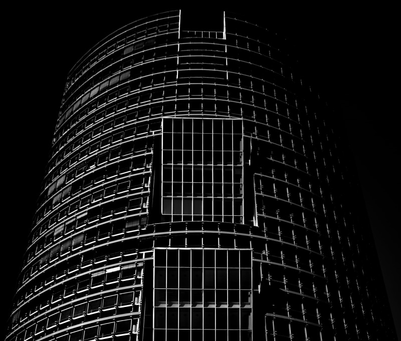 rise, skyscraper, bandw, built Structure, graphic, shot, round, high rise building, building, grayscale, 1080P, architectural, steel cage, high, modern