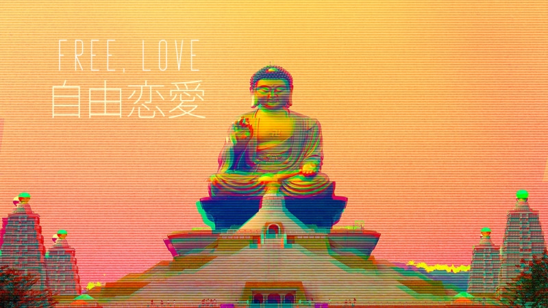 digital composite, standing, outdoors, vibrant color, creativity, adult, success, human representation, representation, sky, 1080P, vaporwave, architecture