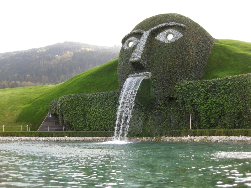 sculpture, architecture, sky, built structure, beauty in nature, human representation, outdoors, tranquility, flowing water, statue, representation, spraying