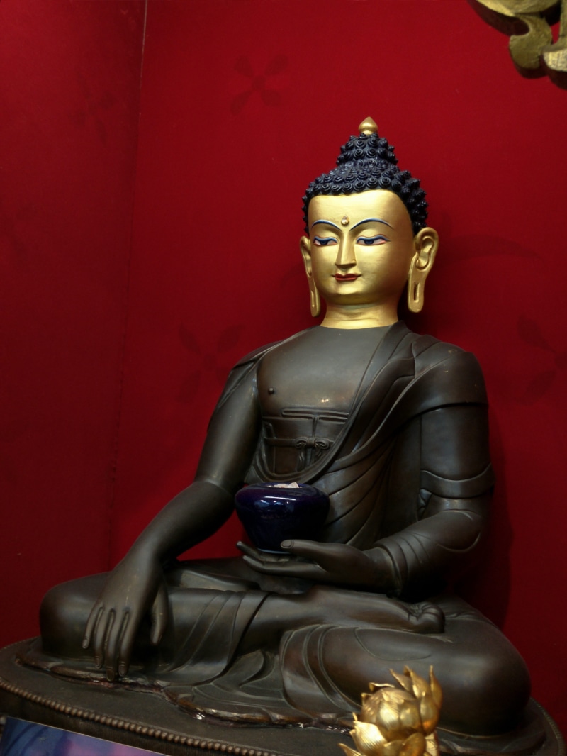 indoors, male likeness, red, craft, no people, art and craft, gold colored, buddhism, representation, 4K, sculpture, human representation, religion, idol