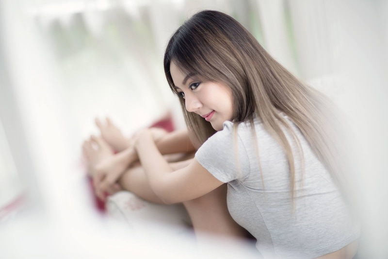 women, side view, one person, waist up, Thailand, brown hair, hair, contemplation, emotion, 1080P, beautiful woman, happiness, human body part, portrait