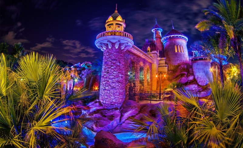 dusk, cityscape, erics, Walt Disney World, 1080P, pink, plant, place of worship, Architecture, prince, outdoors, travel, Fantasyland, tower, illustration