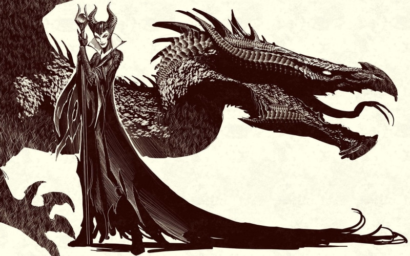 maleficent, disney, sleeping, cartoons, dragon, 1920x1200, sleeping beauty, 1080P, illustration, beauty