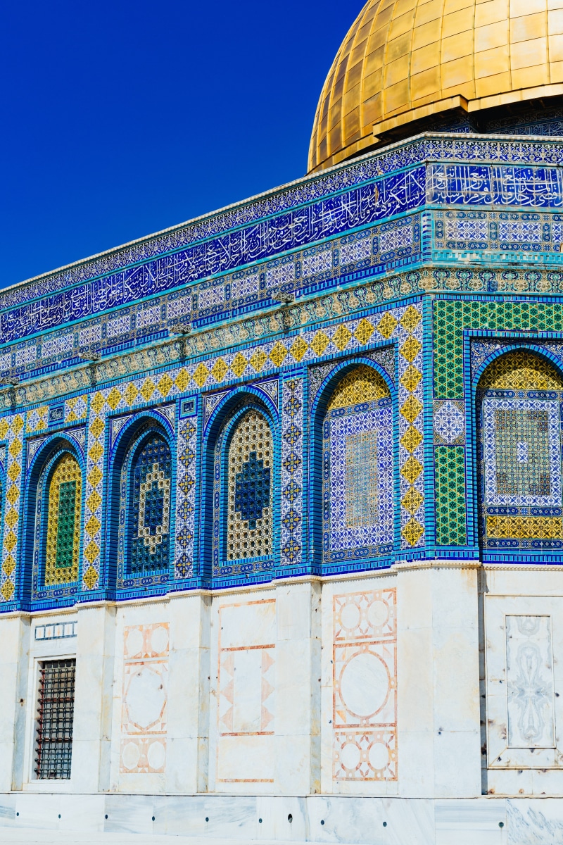 outdoors, landscape, photo, place of worship, window, floral pattern, wall, mosque, pattern, spirituality, religion, dome of the rock, historic, rock, old