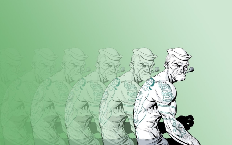 720P, hd, tattoos, pipe, popeye, cartoon/comic, green