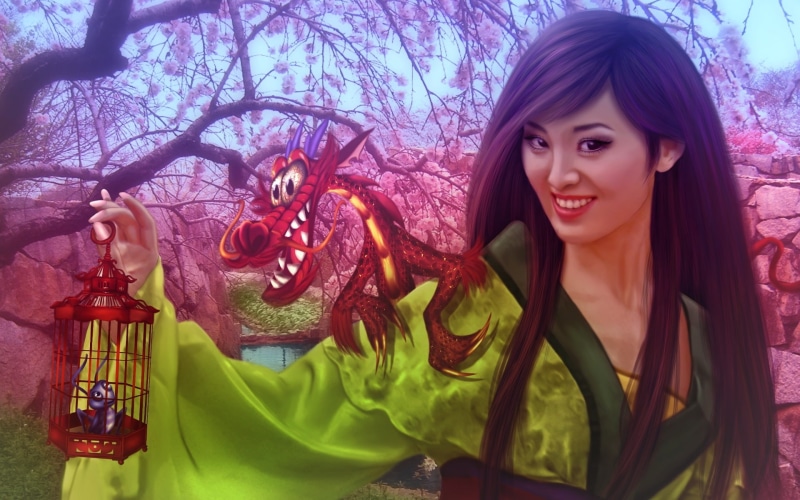 beautiful woman, long hair, tree, young adult, animated film, woman, real people, China, front view, one person, Sakura, young women, Walt Disney, Mulan