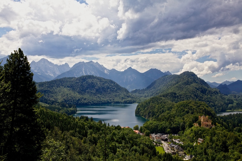 tranquil scene, cloud - sky, idyllic, germany, landscape, fantasy, alps, nature, scenics - nature, tree, skies, 5K, mountain, plant, sky, cloudy, european