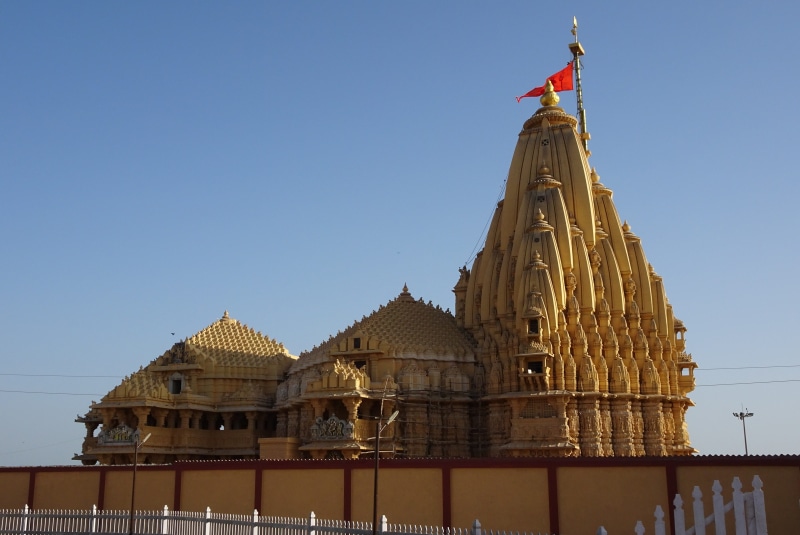 travel, temple, india, place of worship, arabian sea, stone, religious, tourism, gujarat, clear sky, building exterior, travel destinations, outdoors, prabhash patan