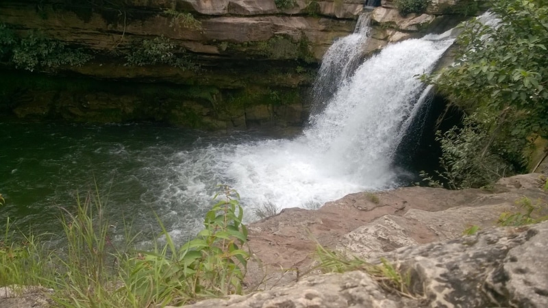 power, blurred motion, long exposure, power in nature, plant, beauty in nature, outdoors, scenics - nature, flowing, fall, nature, solid, waterfall, rock
