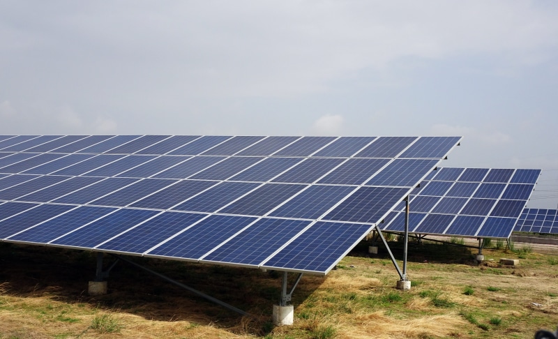 sustainable resources, canal bank, solar panels, india, sunlight, outdoors, fuel and power generation, solar panel, land, solar energy, gujarat, sky, photo-voltaic