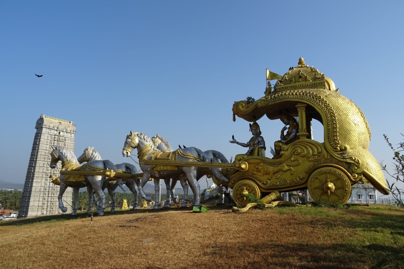 Chariot, statue, representation, murdeshwar, military, tourism, machinery, Gopura, built structure, murudeshwar, entrance, tallest, Gopuram, india, sky