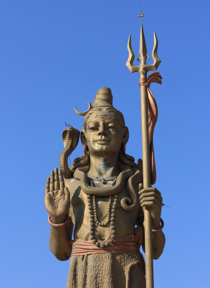 no people, human representation, creativity, sculpture, nature, blue, worship, statue, trydent, metal, art and craft, goddess, craft, angel, culture, outdoors