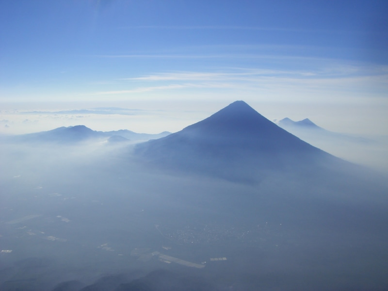 japan, stratovolcanoes, non-urban scene, day, no people, view, scenics - nature, environment, nature, winter, cone, volcan de agua, mist, travel, cloud - sky