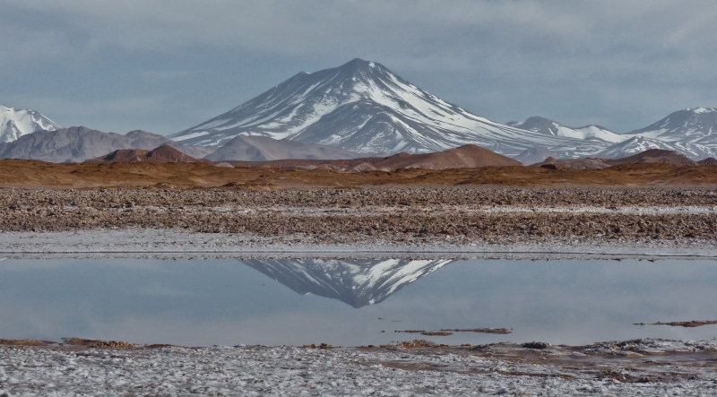 volcano, reflection, no people, environment, black, landscape, tranquil scene, cold temperature, snow, covered, winter, scenics, beauty in nature, climate