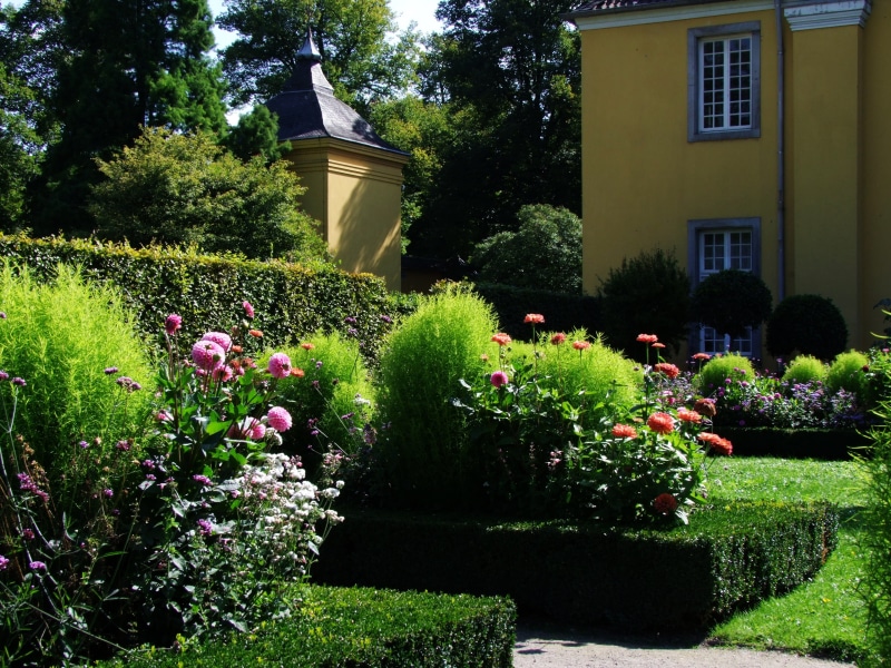 schlossgarten, Benrath, flowerbed, lawn, flower, düsseldorf, Castle, Orangery, no People, germany, castle benrath, day, green Color, 4K, formal Garden