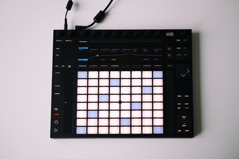 music, indoors, studio shot, abletonlive, modern pad, equipment, technology, ableton, machine, computer equipment, maschine, paper, drum, pad, electrical equipment