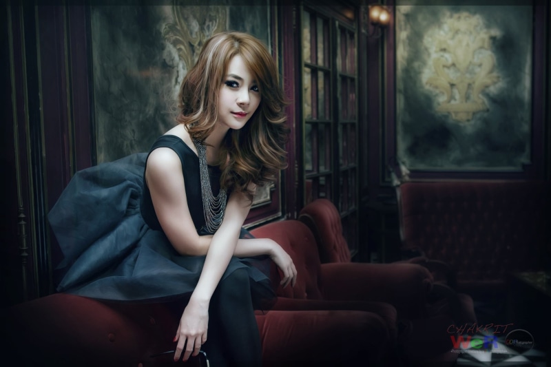 Girl, Armchair, Dress, Women, Thai, Gloom, Woman, 1080P, Asian, Room