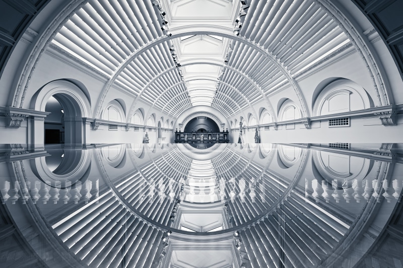 pattern, backgrounds, day, Architecture, metal, England, 4K, London, design, diminishing perspective, indoors, empty, building, modern, technology, Victoria and Albert Museum