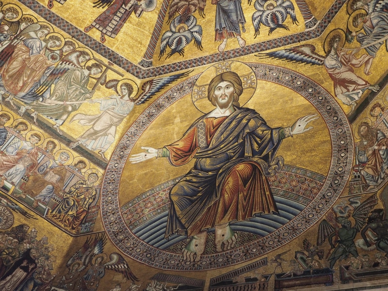 cathedral, male likeness, architecture And Buildings, spirituality, decor, famous Place, europe, indoors, representation, Fresco, human representation