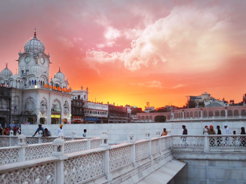 religion, group of people, sky, sunset, spirituality, building exterior, real people, crowd, travel destinations, nature, punjab, architecture, travel